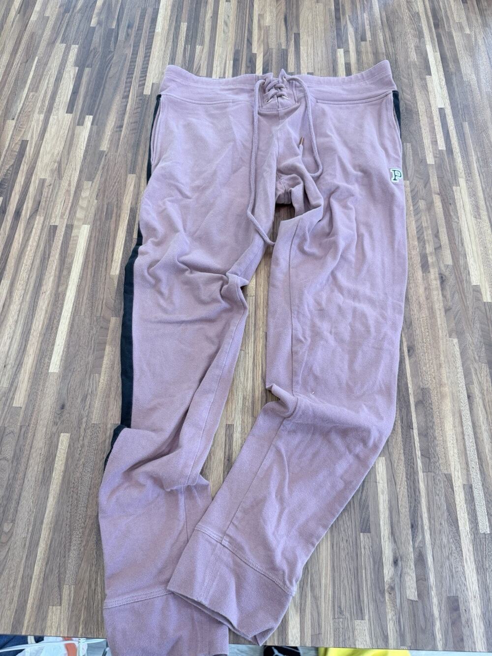 PINK Victoria’s Secret Yoga Mauve Sweatpants Side Stripe Drawstring Size L